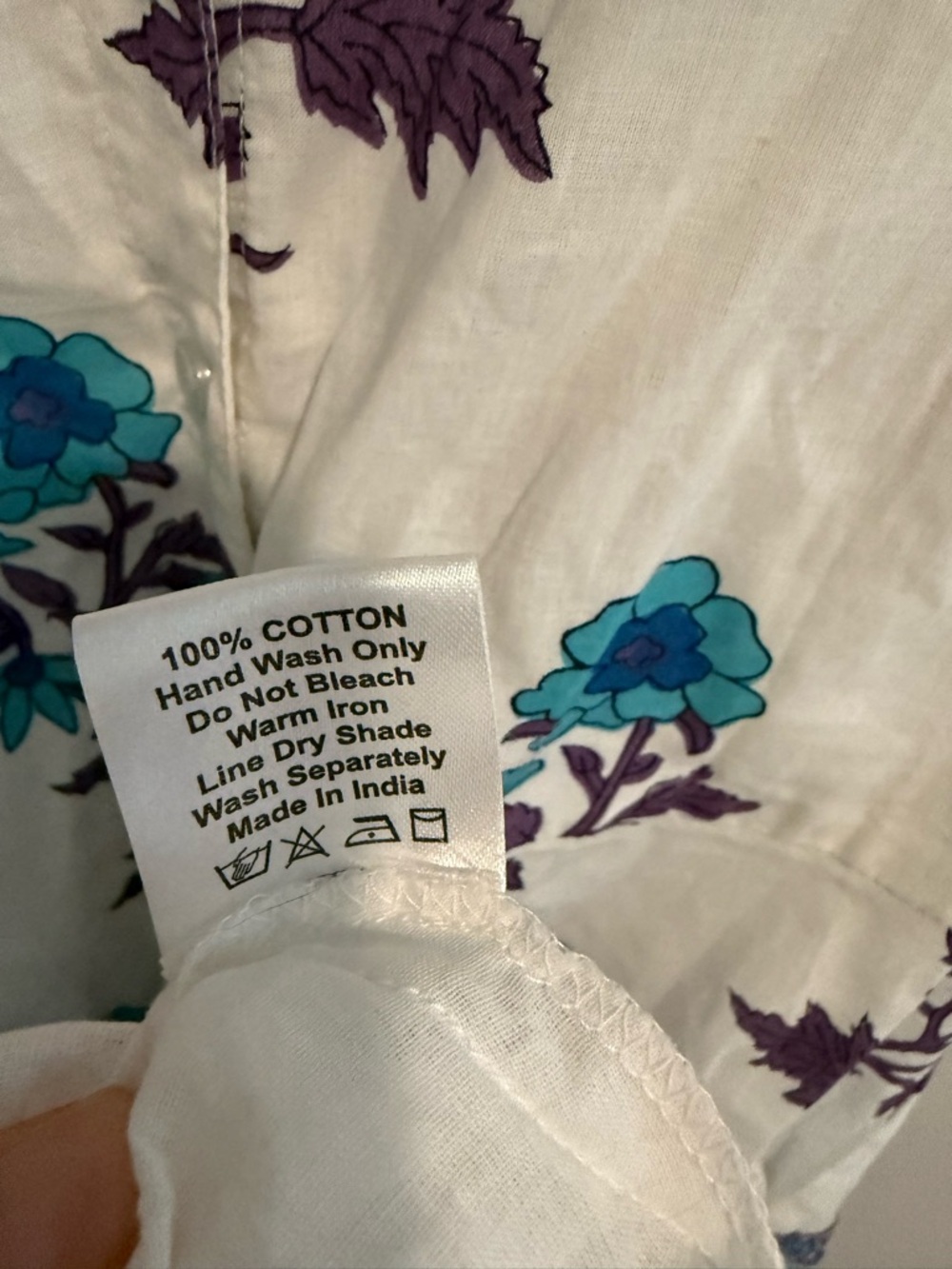 Victoria Dunn Long Maxi Dress White Blue Flowy Block Print Size Small Boho - Picture 12 of 13